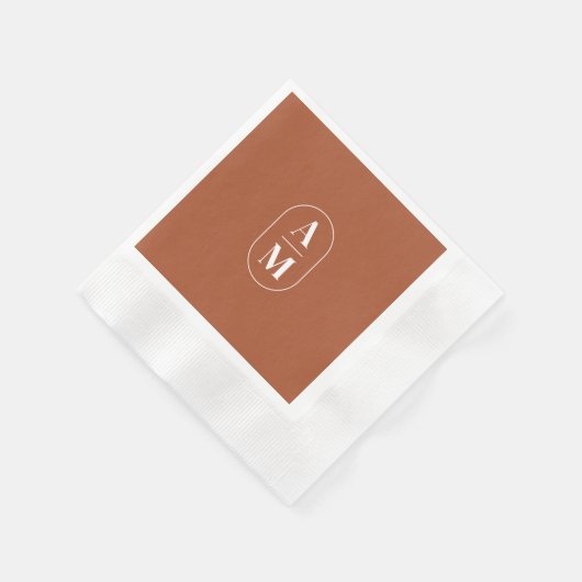 Moderne Minimal Pill Monogram - Terra Cotta Serviette (Ecke)