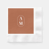 Moderne Minimal Pill Monogram - Terra Cotta Serviette (Vorderseite)