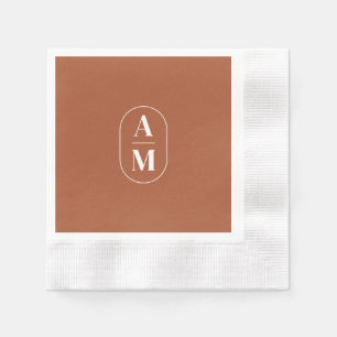 Moderne Minimal Pill Monogram - Terra Cotta Serviette