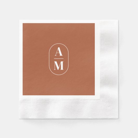 Moderne Minimal Pill Monogram - Terra Cotta Serviette (Vorderseite)
