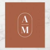 Moderne Minimal Pill Monogram - Terra Cotta Weinetikett (Einzelnes Label)