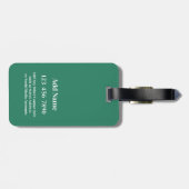 Moderne Minimal Pill Monogramm - Grün Gepäckanhänger (Rückseite horizontal)