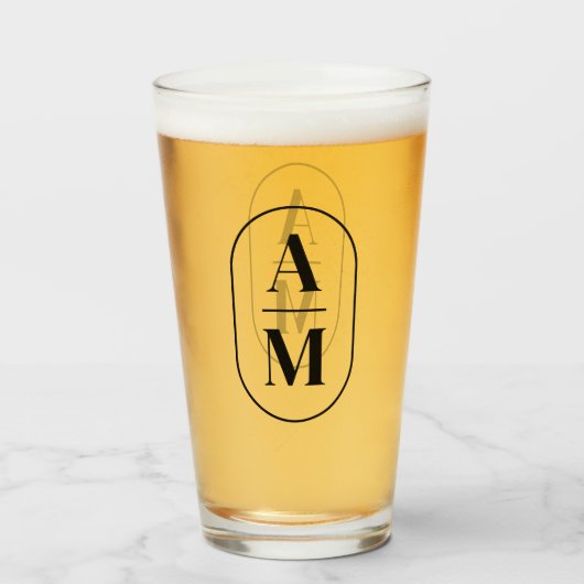 Moderne Minimal Pill Monogramm - Schwarz Glas (Vorne (Gefüllt))