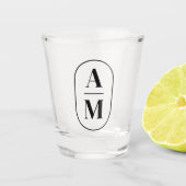 Moderne Minimal Pill Monogramm - Schwarz Schnapsglas (Vorderseite)