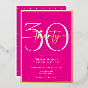 Moderne Minimal Pink 30 Drehbuch Geburtstag Folieneinladung