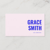 Moderne Minimal Pink Blue Fett Typografie Visitenkarte (Vorderseite)