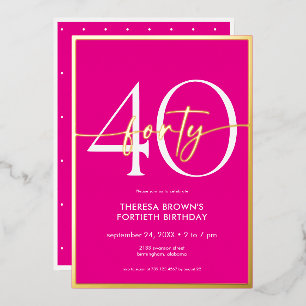 Moderne Minimal Pink Gold Script Geburtstag Folieneinladung