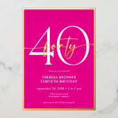 Moderne Minimal Pink Gold Script Geburtstag Folieneinladung (Vorderseite)