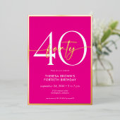 Moderne Minimal Pink Gold Script Geburtstag Folieneinladung (Stehend vorne)