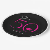 Moderne Minimal Pink Lips Sie ist fünfzig Geburtst Pappteller (Schrägansicht)