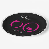 Moderne Minimal Pink Lips Sie ist sechzig Geburtst Pappteller (Schrägansicht)