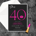 Moderne Minimal Pink Lips Sie ist vierzig Geburtst Einladung<br><div class="desc">Moderne und schicke Einladung zum Geburtstag: "Sie ist 40" und verbindet klassisches Schwarz und Weiß mit Akzenten von hellrosa,  mit einem spielerischen Paar Lippen. Es ist minimales Design ist ein einfaches und lustiges Design,  um den Meilenstein Geburtstag zu feiern. Erstellt von der einfachen Farmhouse Press.</div>
