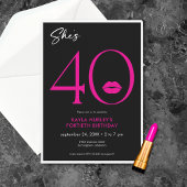 Moderne Minimal Pink Lips Sie ist vierzig Geburtst Einladung