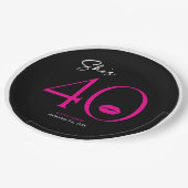 Moderne Minimal Pink Lips Sie ist vierzig Geburtst Pappteller (Schrägansicht)