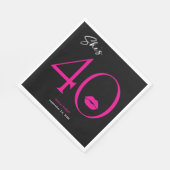 Moderne Minimal Pink Lips Sie ist vierzig Geburtst Serviette (Ecke)