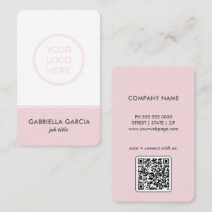 Moderne Minimal-Pink-Logo-Scannable-Visitenkarte Visitenkarte