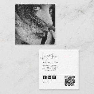 Moderne Minimal Professionelle Foto Social QR Code Quadratische Visitenkarte