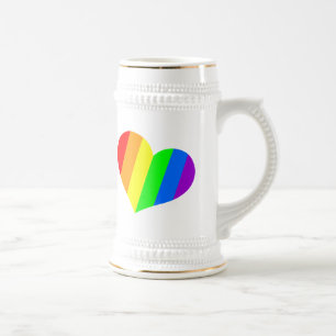 Moderne Minimal Rainbow Liebe Herz Bierglas