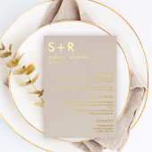 Moderne Minimal REAL FOIL Elegante Menükarte Folieneinladung