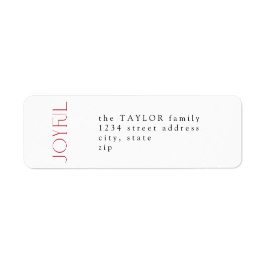 Moderne Minimal Red Joyful Weihnachten Rücksendead (Vorne)