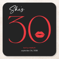 Moderne Minimal Red Lips Sie ist 30 Geburtstag