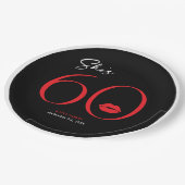 Moderne Minimal Red Lips Sie ist sechzig Geburtsta Pappteller (Schrägansicht)