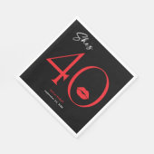 Moderne Minimal Red Lips Sie ist vierzig Geburtsta Serviette (Ecke)