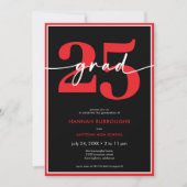 Moderne Minimal Red Script Graduation Party Einladung (Vorderseite)
