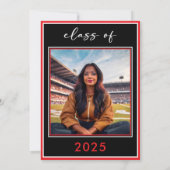 Moderne Minimal Red Script Graduation Party Einladung (Rückseite)