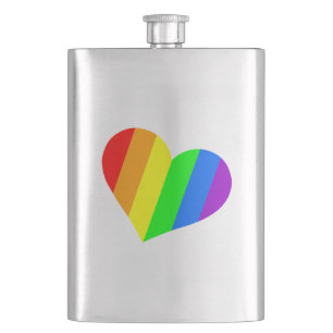 Moderne Minimal Regenbogen Liebe Herz Flachmann