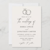 Moderne Minimal Rings Hochzeitseinladung Einladung (Vorderseite)