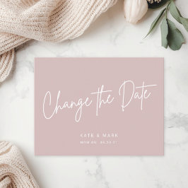 Moderne Minimal-Rosa ändern die Ankündigung Postkarte