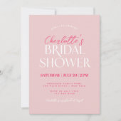 Moderne Minimal rosa Brautdusche Einladung (Vorderseite)