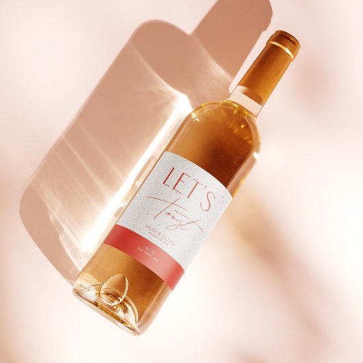 Moderne Minimal rosa Personalisierte Hochzeitsflas Weinetikett