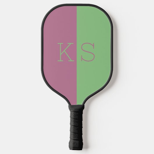 Moderne Minimal-Rosa und grüne Monogramm Pickleball Schläger (Rückseite)
