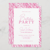 Moderne Minimal rosa Weiß 30. Geburtstag Einladung (Vorne/Hinten)