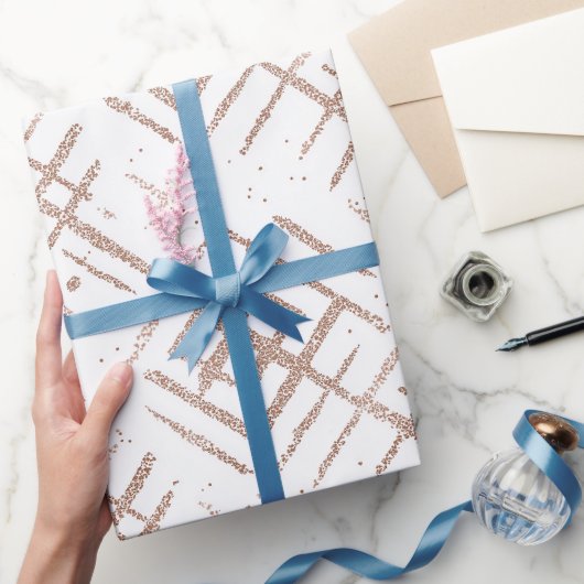 Moderne Minimal-Roségold-Fein-Glitter-Muster Geschenkpapier (Schenken)