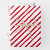 Moderne Minimal Rote Streifen Joyful Foto Weihnach Geschenkpapier Set (Beispiel)