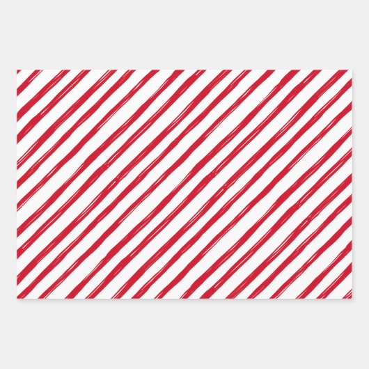 Moderne Minimal Rote Streifen Joyful Foto Weihnach Geschenkpapier Set (Vorderseite)
