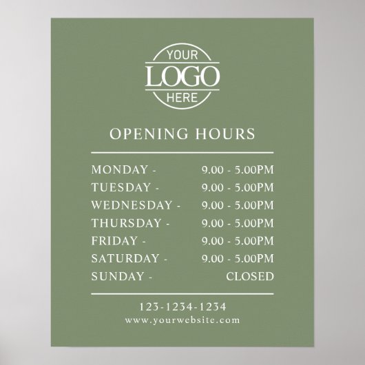 Moderne Minimal Sage Green Business Openings Poster (Vorne)