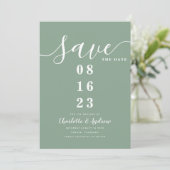 Moderne Minimal Sage Green Save the Date Einladung (Stehend Vorderseite)