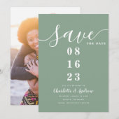 Moderne Minimal Sage Green Save the Date Einladung (Vorne/Hinten)