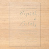 Moderne Minimal Sage Green Script Hochzeit Acryleinladungen (Vorderseite)