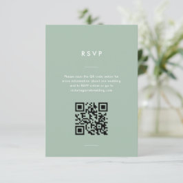 Moderne Minimal Sage Green Script Hochzeit RSVP Karte