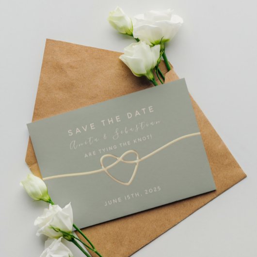 Moderne Minimal Sage Green Wedding Save The Date