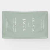 Moderne Minimal Sage Green Wedding Willkommen Banner (Horizontal)
