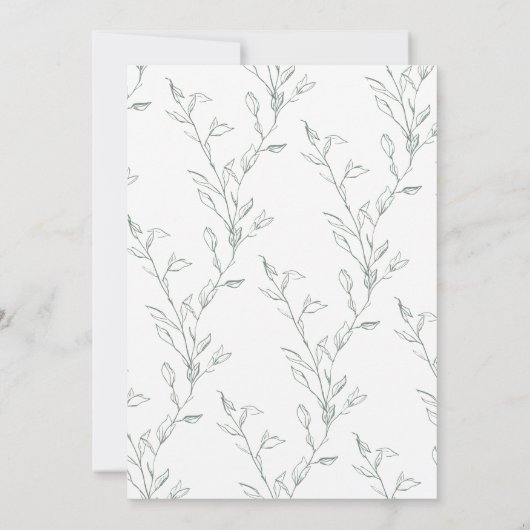 Moderne Minimal Sage Grüne Botanische Leaf Hochzei Einladung (Rückseite)