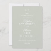 Moderne Minimal⎮Salbei-Grüne Hochzeit Einladung (Vorderseite)