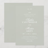 Moderne Minimal⎮Salbei-Grüne Hochzeit Einladung (Vorne/Hinten)