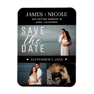 Moderne Minimal Save the Date Hochzeit 3 Fotos Magnet